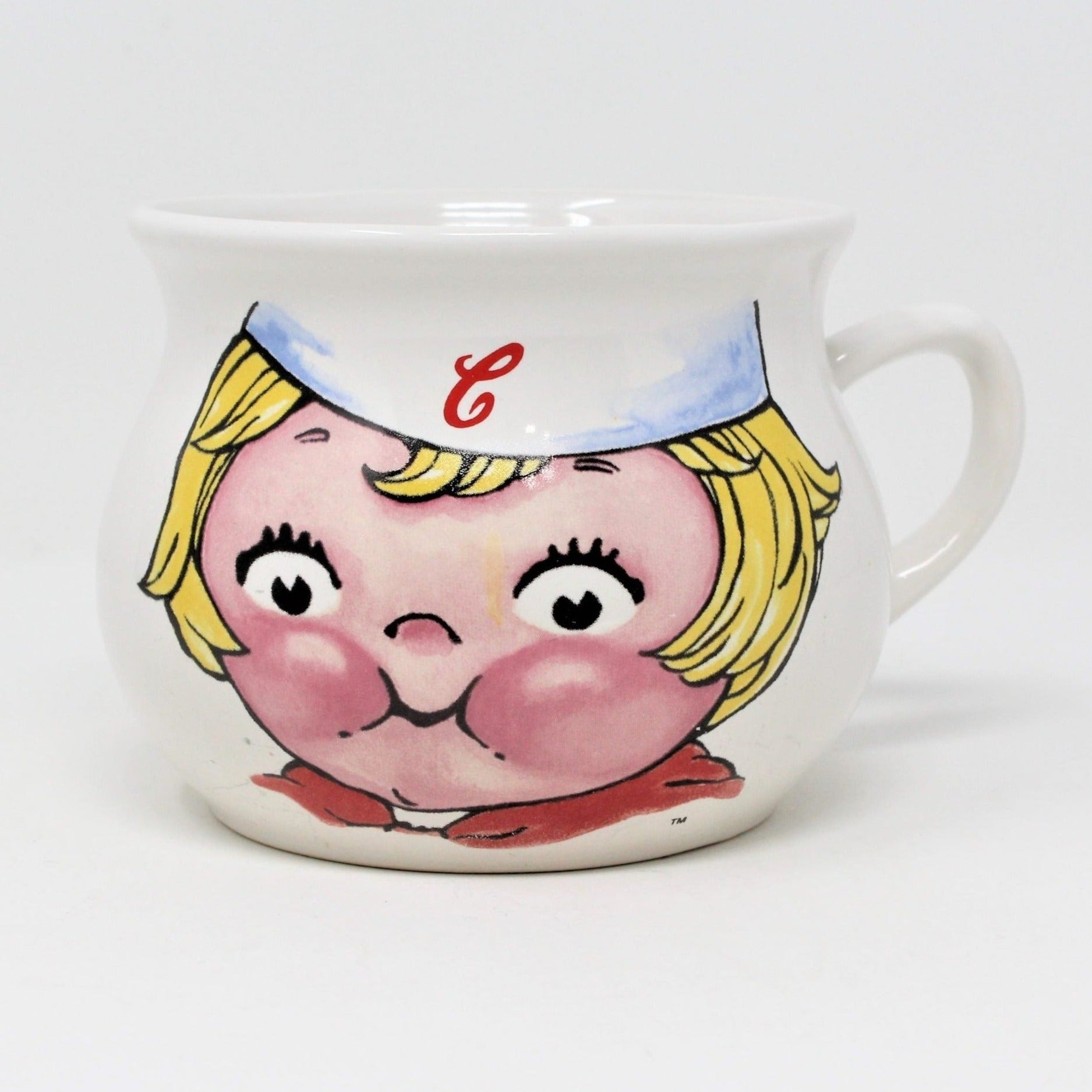 A vintage ceramic Campbell's Kids Soup Mug, Large Kid Face. Campbell's Promotional Collectible Products. Kitchen Decor.
