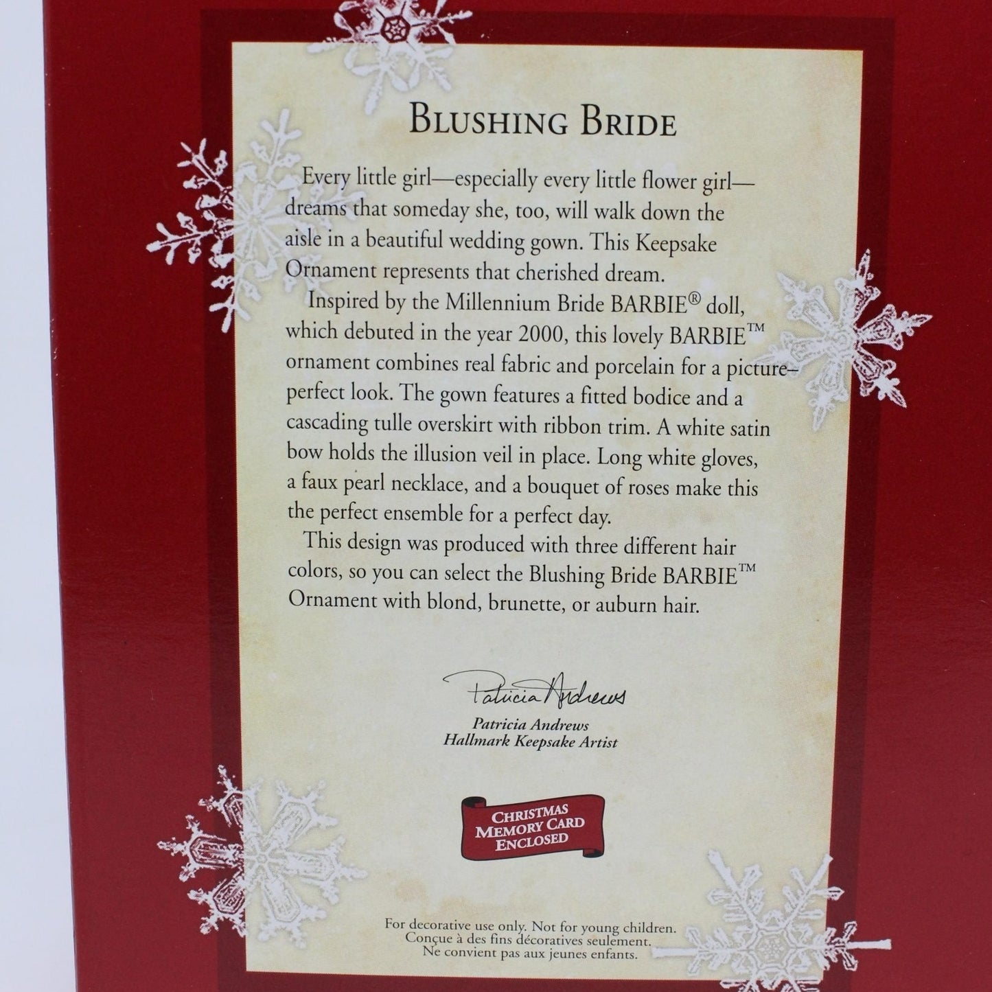 Ornaments, Hallmark, Barbie Blushing Bride, 2002, Brunette