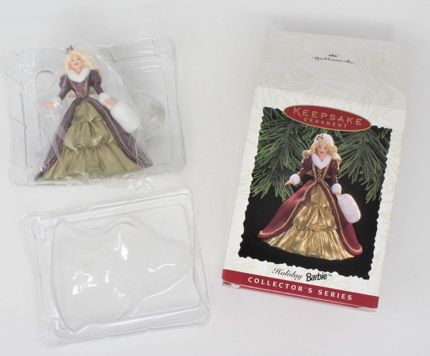 Ornaments, Hallmark, Holiday Barbie Series #4, 1996 Burgundy and Gold