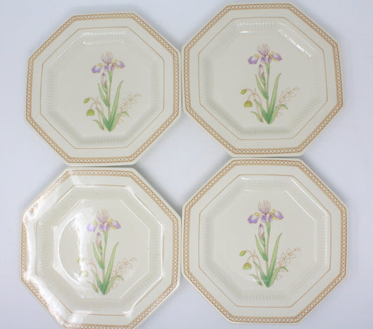 Dessert / Salad Plates, NIKKO, Spring Bouquet - Iris, Set of 4, Vintage
