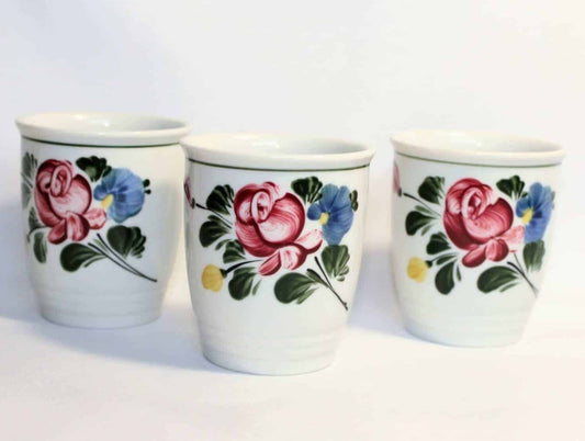 Cups, Lilien Porzellan Handgemalt Inglasur, Alpen flora, Set of 3, Austria