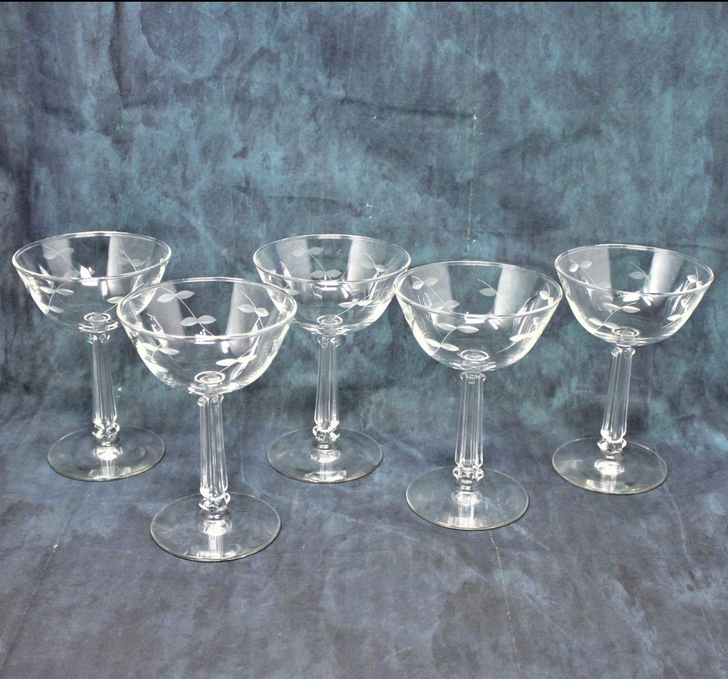 Champagne / Tall Sherbet, Libbey 3002-1, Blown Glass, Set of 5, Vintage
