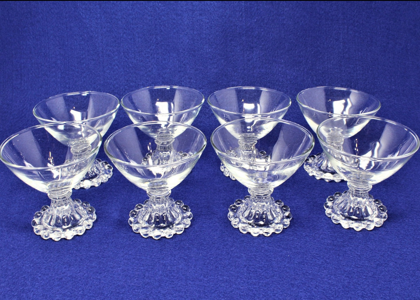 Champagne / Tall Sherbet, Anchor Hocking, Berwick / Boopie Glass, Clear, Set of 8, Vintage