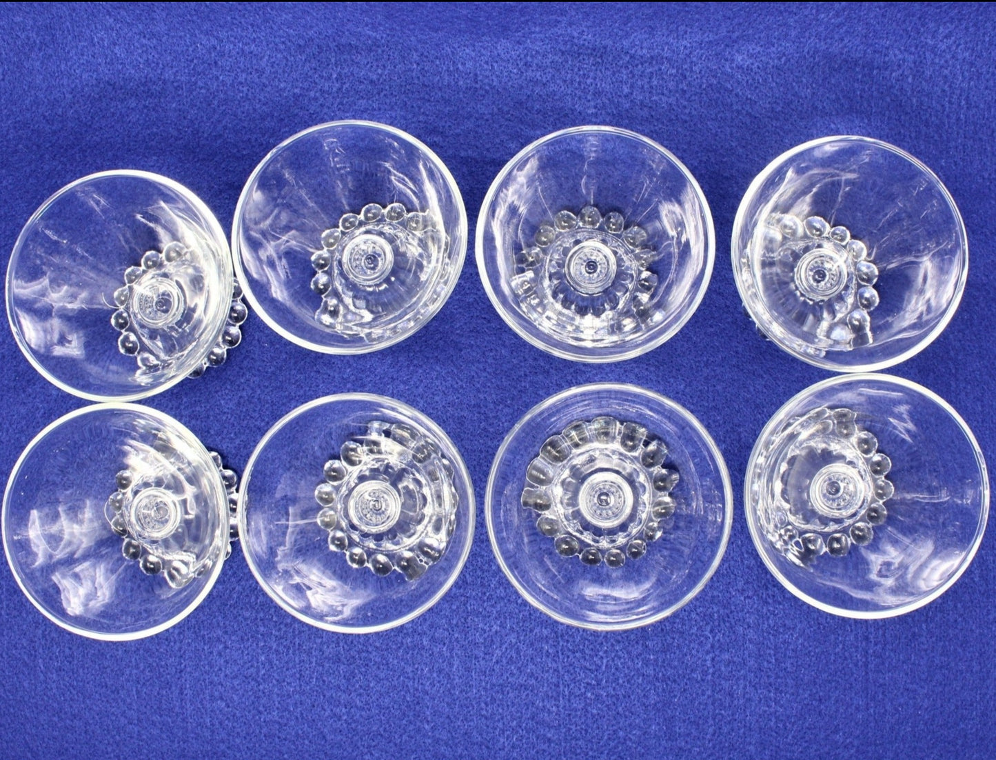 Champagne / Tall Sherbet, Anchor Hocking, Berwick / Boopie Glass, Clear, Set of 8, Vintage