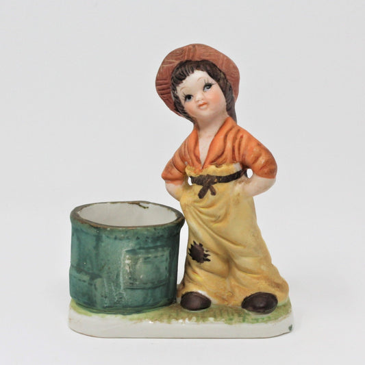Candle Holders, Jasco Luvkins Figurine, Hobo with Barrell, Votive, Vintage