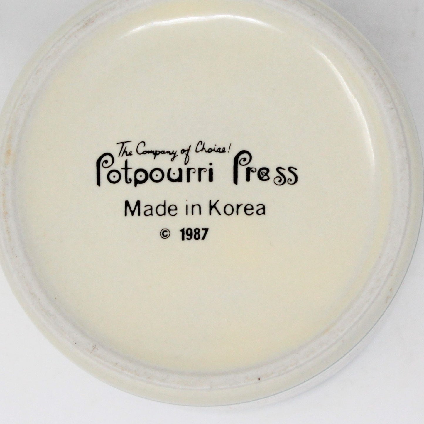 Mug, Potpourri Press, Christmas Teddy Bears, Holly Bears by Cathey, Ceramic, Vintage 1987