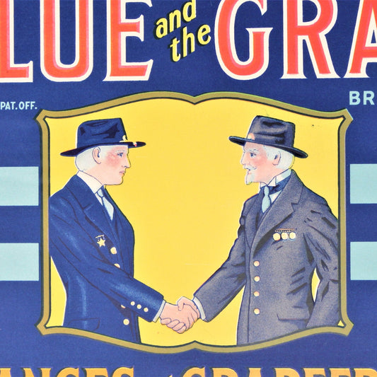 Crate Label, The Blue and the Gray, Original Lithograph, Vintage, NOS
