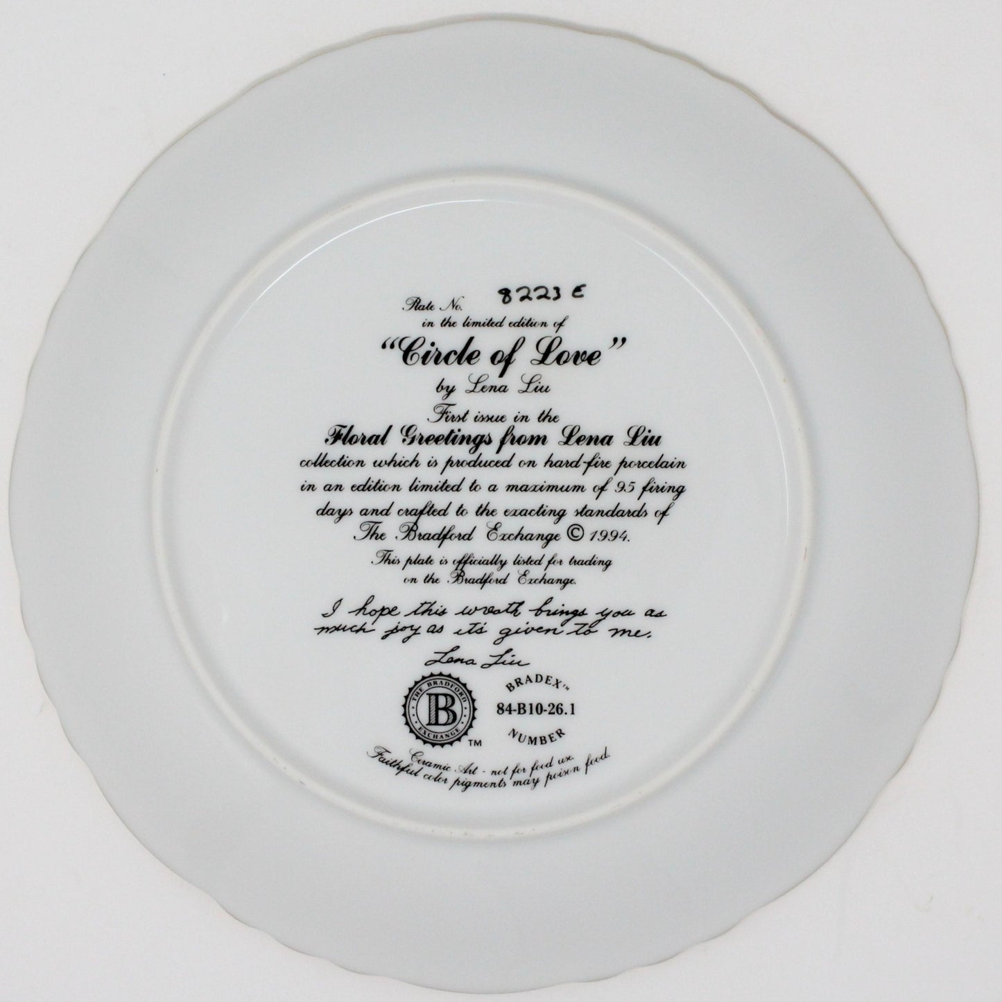 Decorative Plate, Bradford Exchange, Circle of Love by Lena Liu, 1994