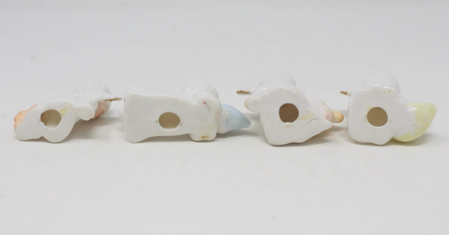 Ornaments, Miniature Angels, Set of 4, Bone China, Vintage