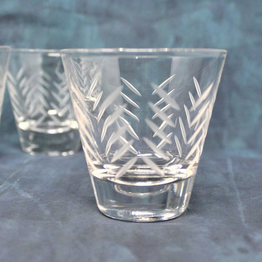 Glasses, Whiskey Neat, Javit Badash, Rain, Set of 8, Hand Cut Crystal, Vintage