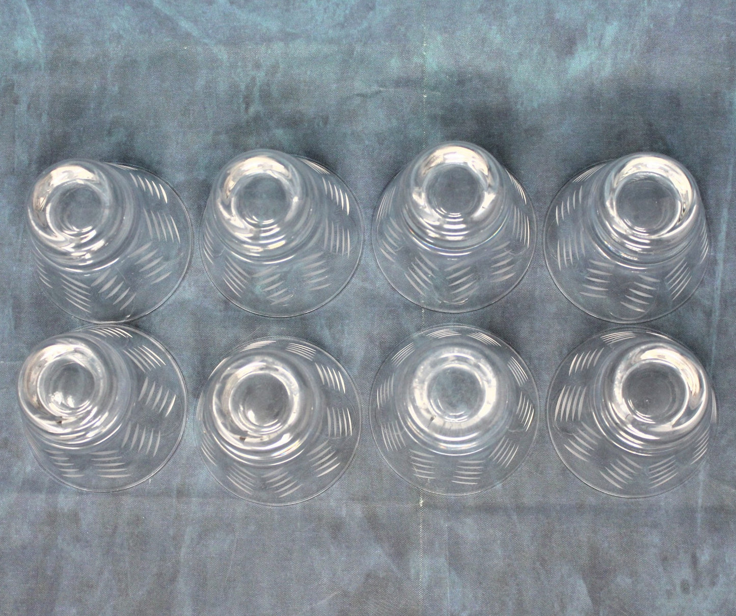Glasses, Whiskey Neat, Javit Badash, Rain, Set of 8, Hand Cut Crystal, Vintage