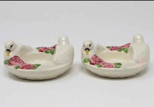 Candle Holders, Doves and Roses Tealight, Set of 2, Ceramic