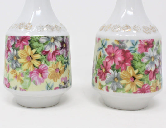 Cruets, Floral Porcelain with Gold accents, Set of 2, Vintage, Japan