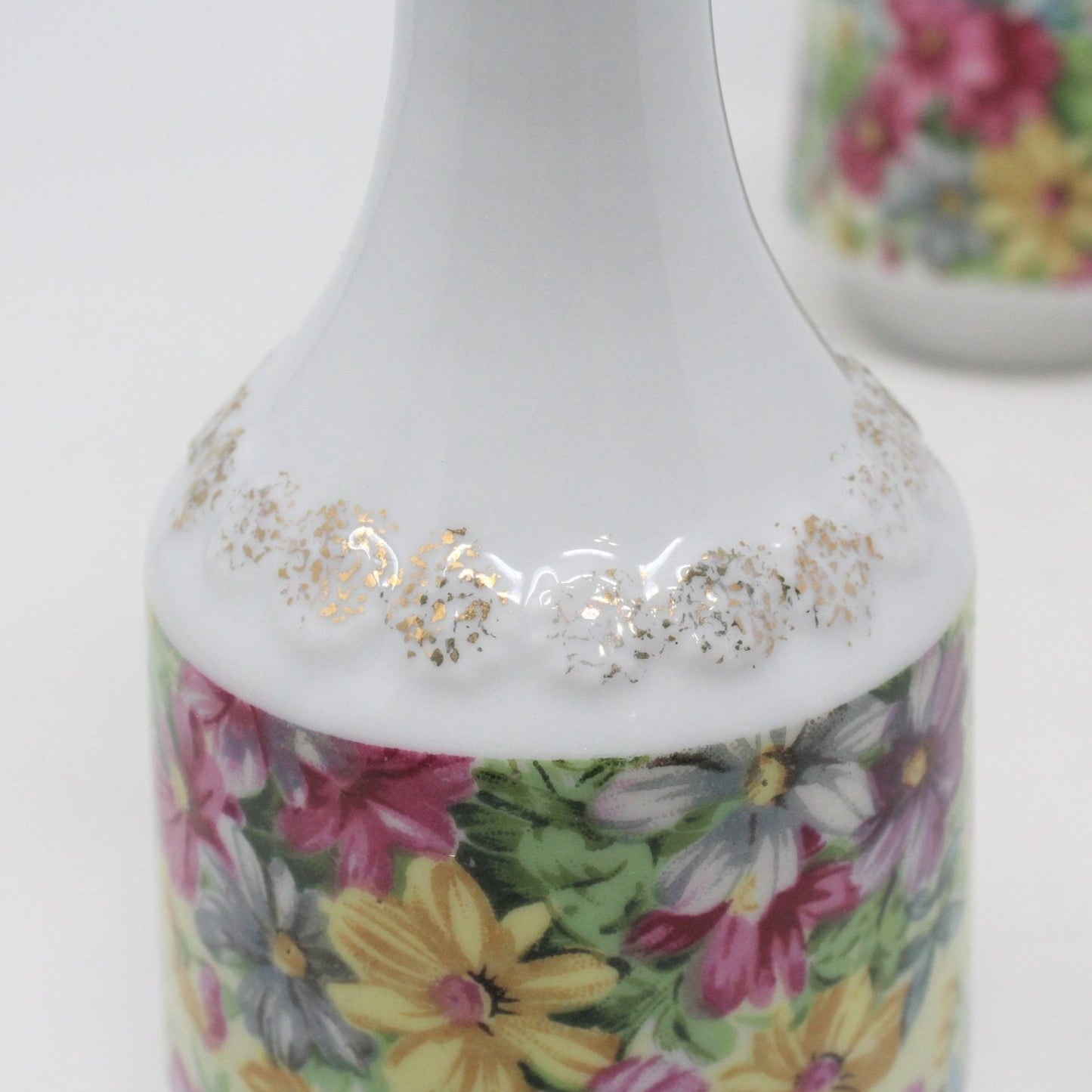 Cruets, Floral Porcelain with Gold accents, Set of 2, Vintage, Japan