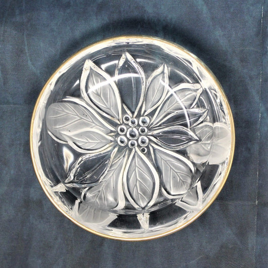 Bon Bon / Candy Dish, Studio Nova, Gilded Poinsettia, Round Tray in Box, Vintage, SOLD