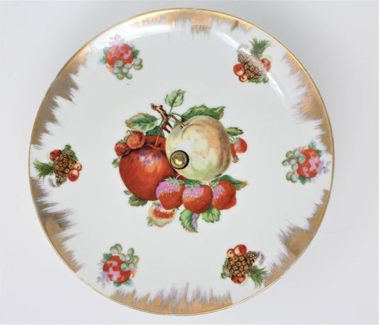 Comport / Compote, Napco, Fruit Orchard, Brushed Gold, Pedestal Fruit Plate, Vintage