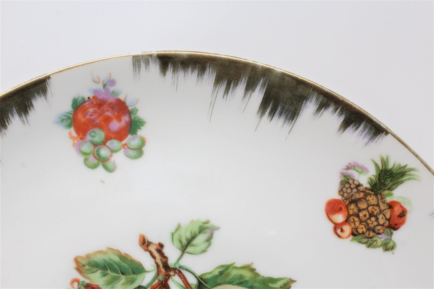 Comport / Compote, Napco, Fruit Orchard, Brushed Gold, Pedestal Fruit Plate, Vintage