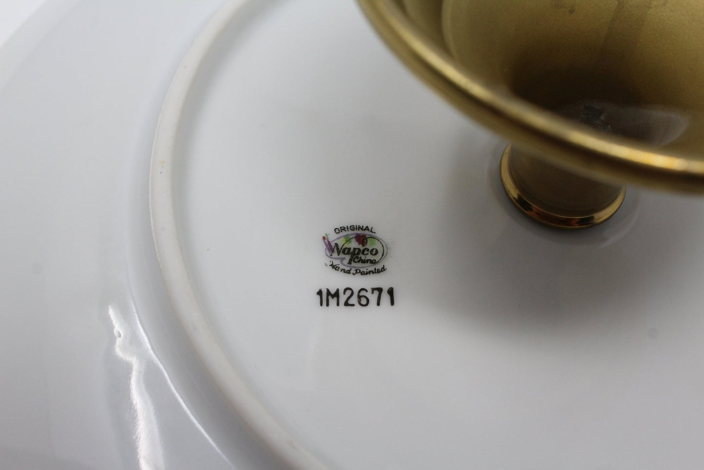Comport / Compote, Napco, Fruit Orchard, Brushed Gold, Pedestal Fruit Plate, Vintage