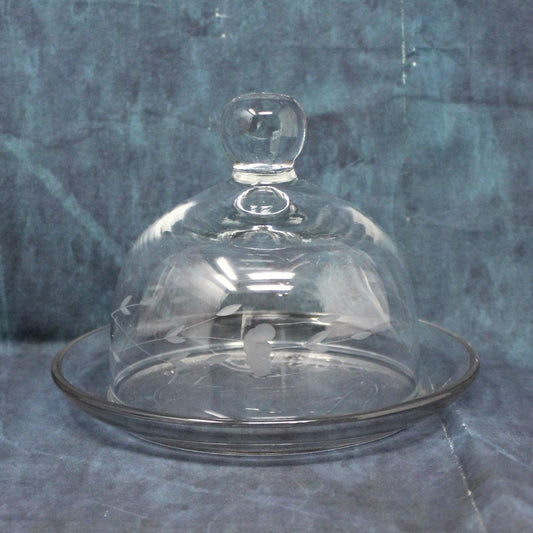 Butter Dish, Princess House, Heritage Collection, Etched Glass, Round, Vintage, SOLD