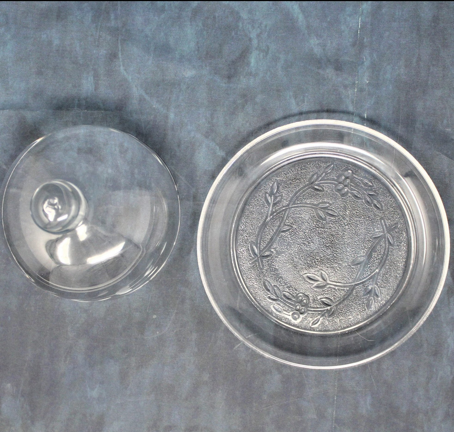 Butter Dish, Princess House, Heritage Collection, Etched Glass, Round, Vintage, SOLD