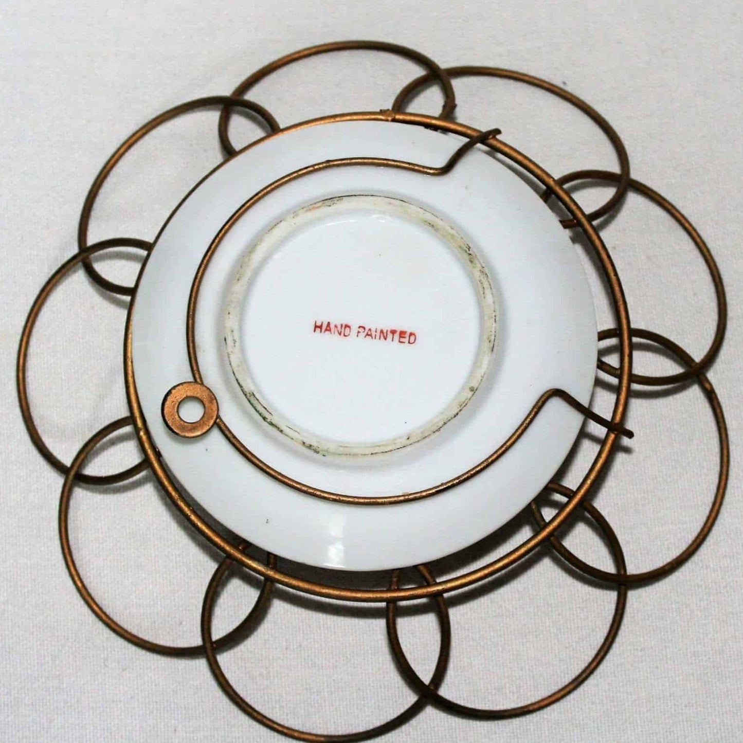 Decorative Plates, Fruits, Hand Painted, Wire Frames, Set of 2, Vintage Japan