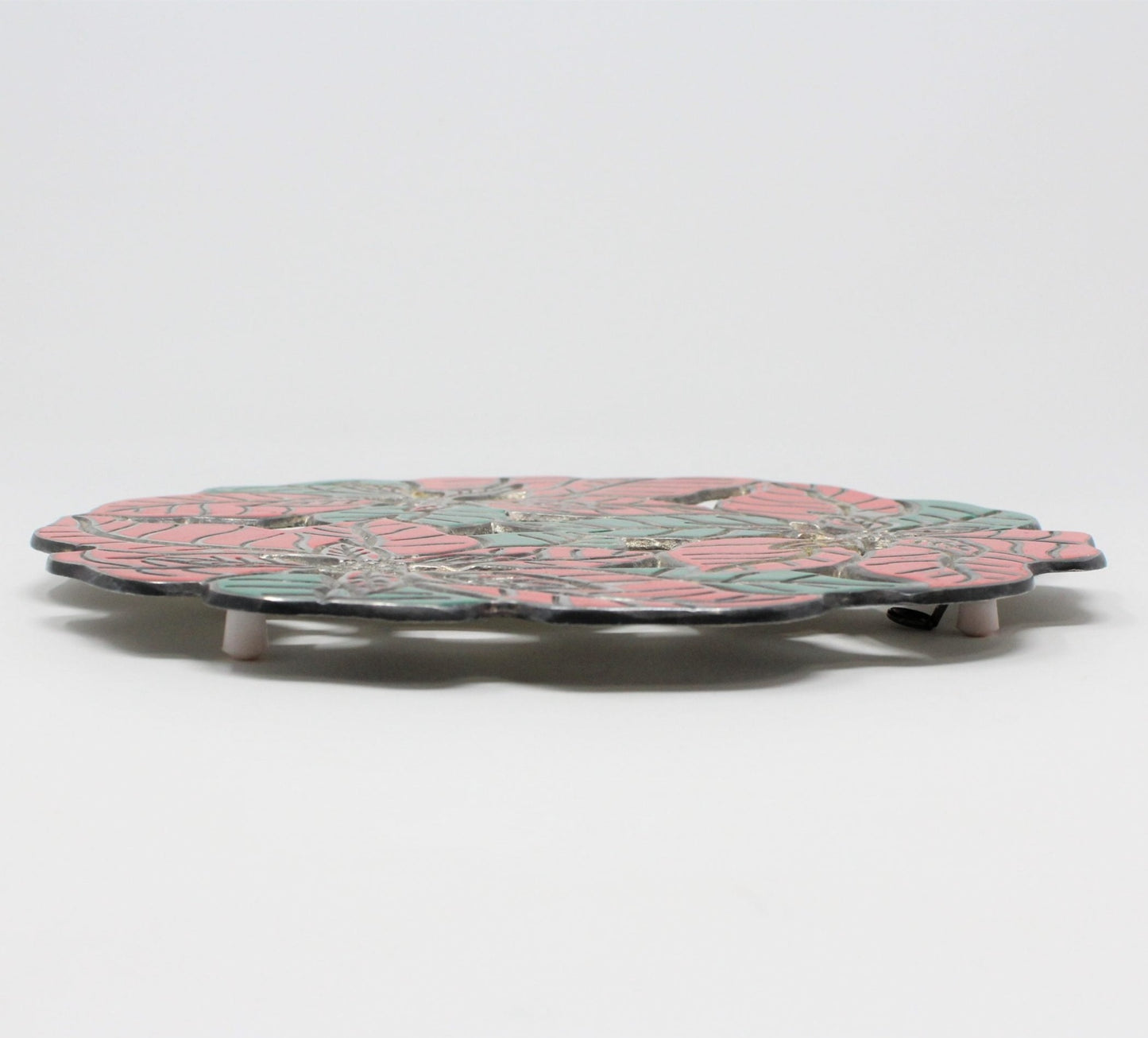 Trivet, Oneida, Poinsettia Silverplate & Enamel, Christmas Tableware, Vintage