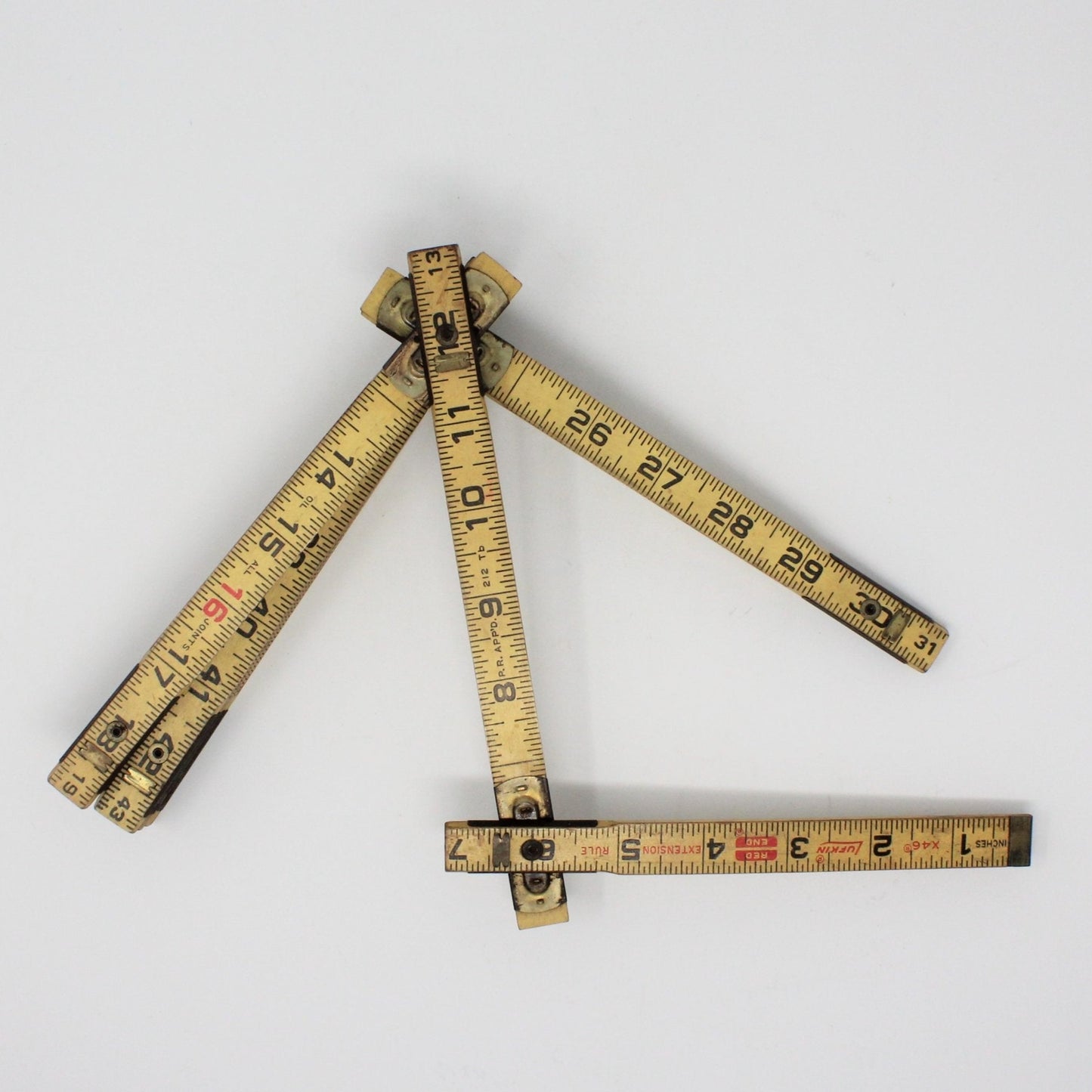 Carpenter Wood Folding Ruler, Lufkin Red End, Vintage USA