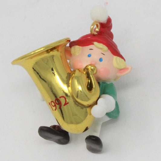 Ornaments, Hallmark, Elf with Tuba, Hark It's Herald, 1992