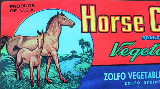 Crate Label, Horse Creek Vegetable, Original Lithograph, 1950's NOS, Vintage