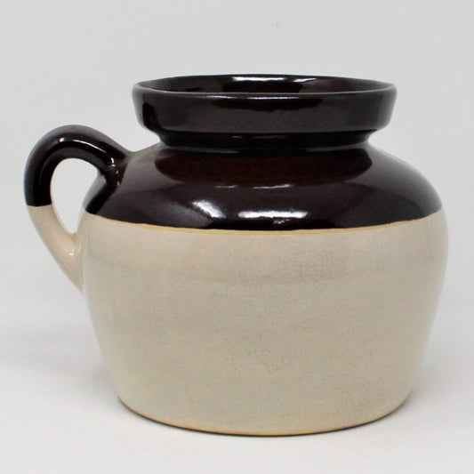 Crock / Bean Pot, RRP Pottery, Brown & Beige, Single Handle, 4QT, Vintage, SOLD
