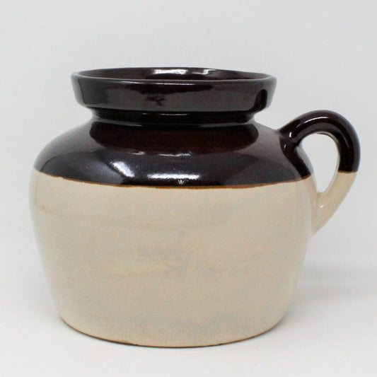 Crock / Bean Pot, RRP Pottery, Brown & Beige, Single Handle, 4QT, Vintage, SOLD