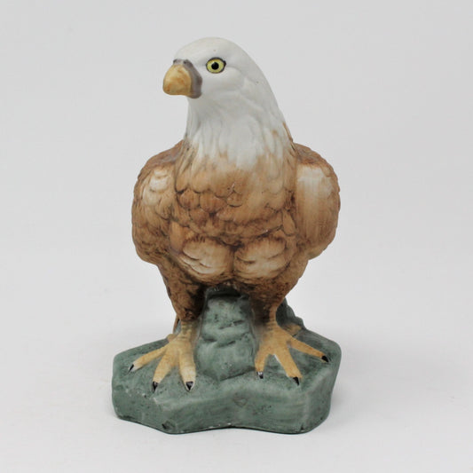 Figurine, Bald Eagle Standing on Rock, Porcelain Bisque, Vintage