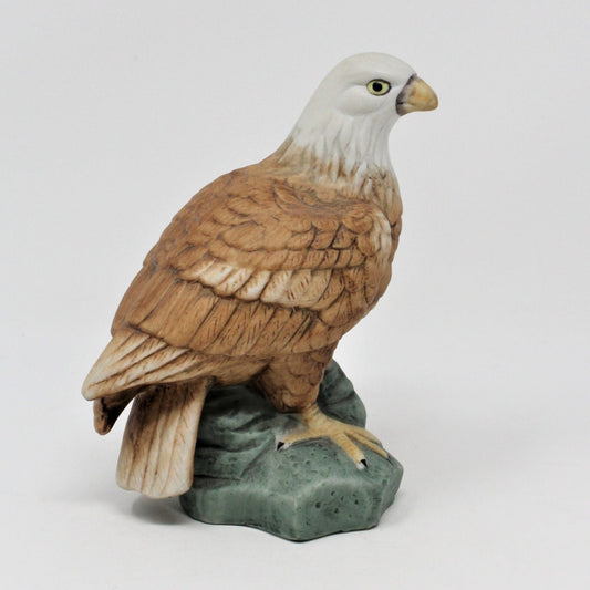 Figurine, Bald Eagle Standing on Rock, Porcelain Bisque, Vintage
