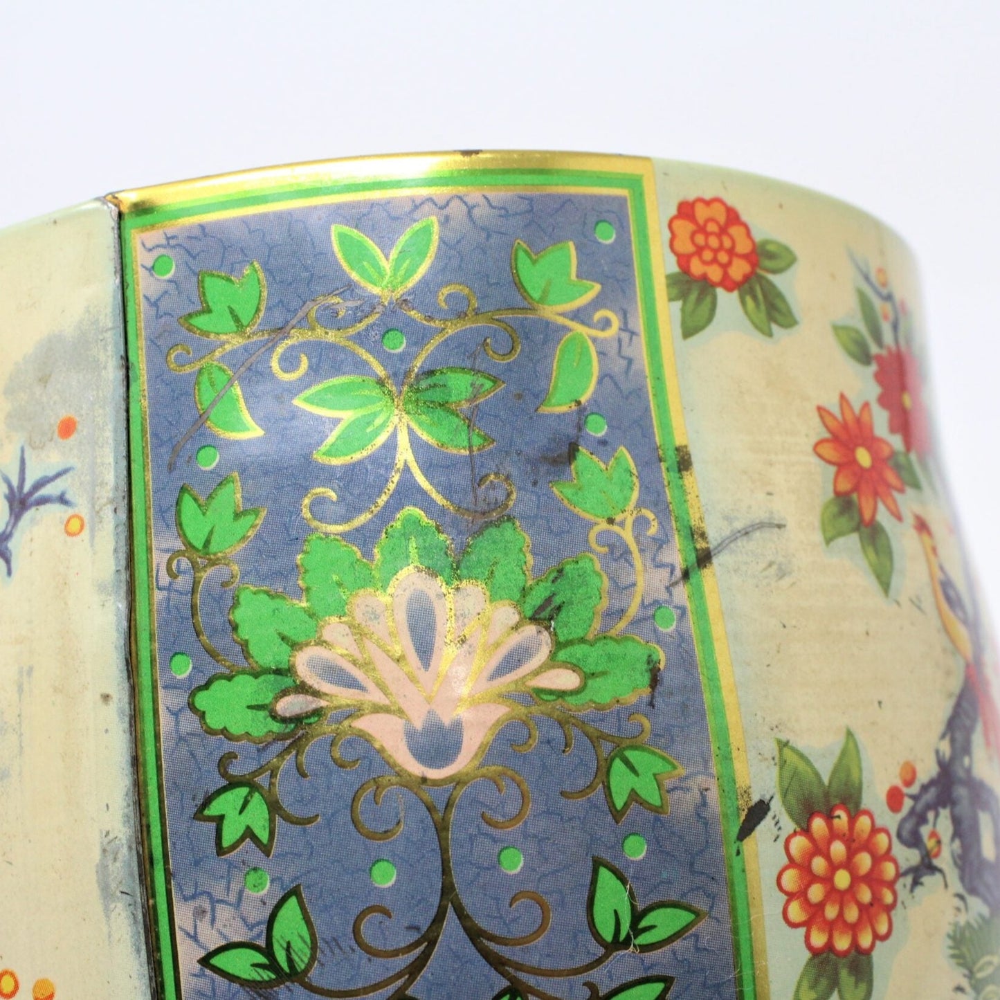 Tins, Gift Tin / Cookie Tin, Asian Floral Chinoiserie, Vintage, England