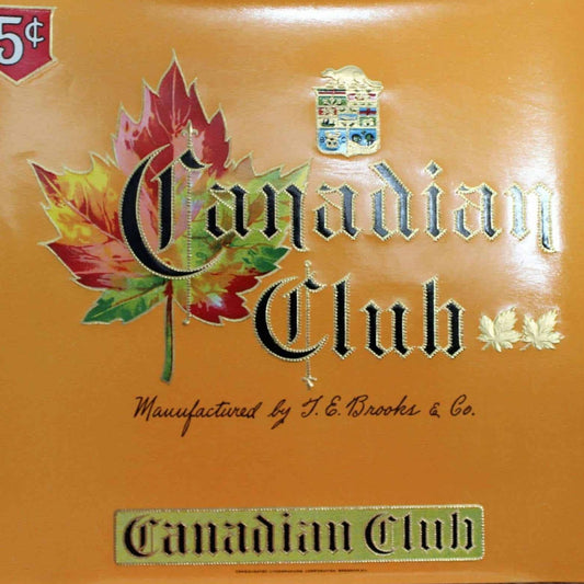Cigar Box Label, Canadian Club, Original Lithograph, 1930's, NOS Vintage