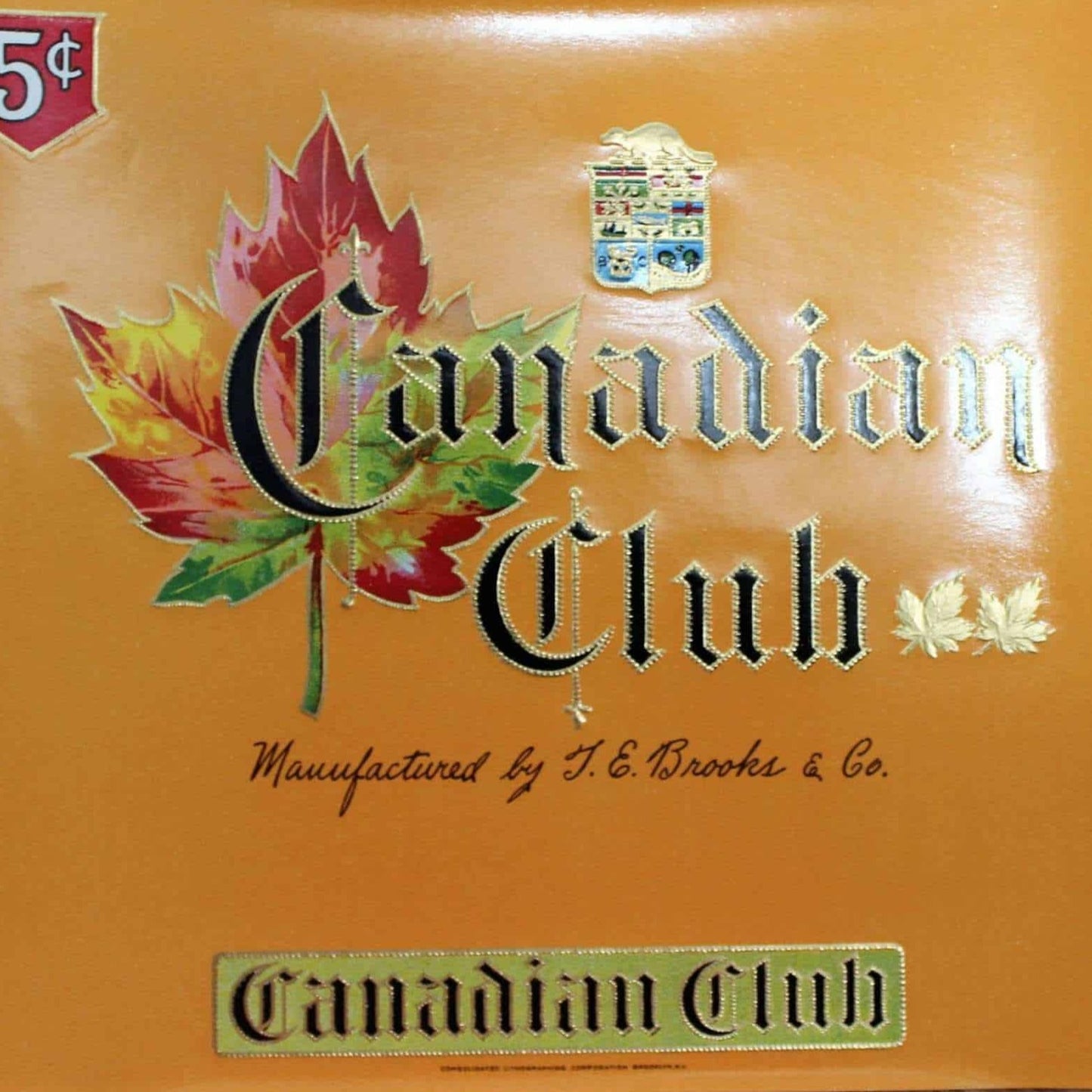 Cigar Box Label, Canadian Club, Original Lithograph, 1930's, NOS Vintage