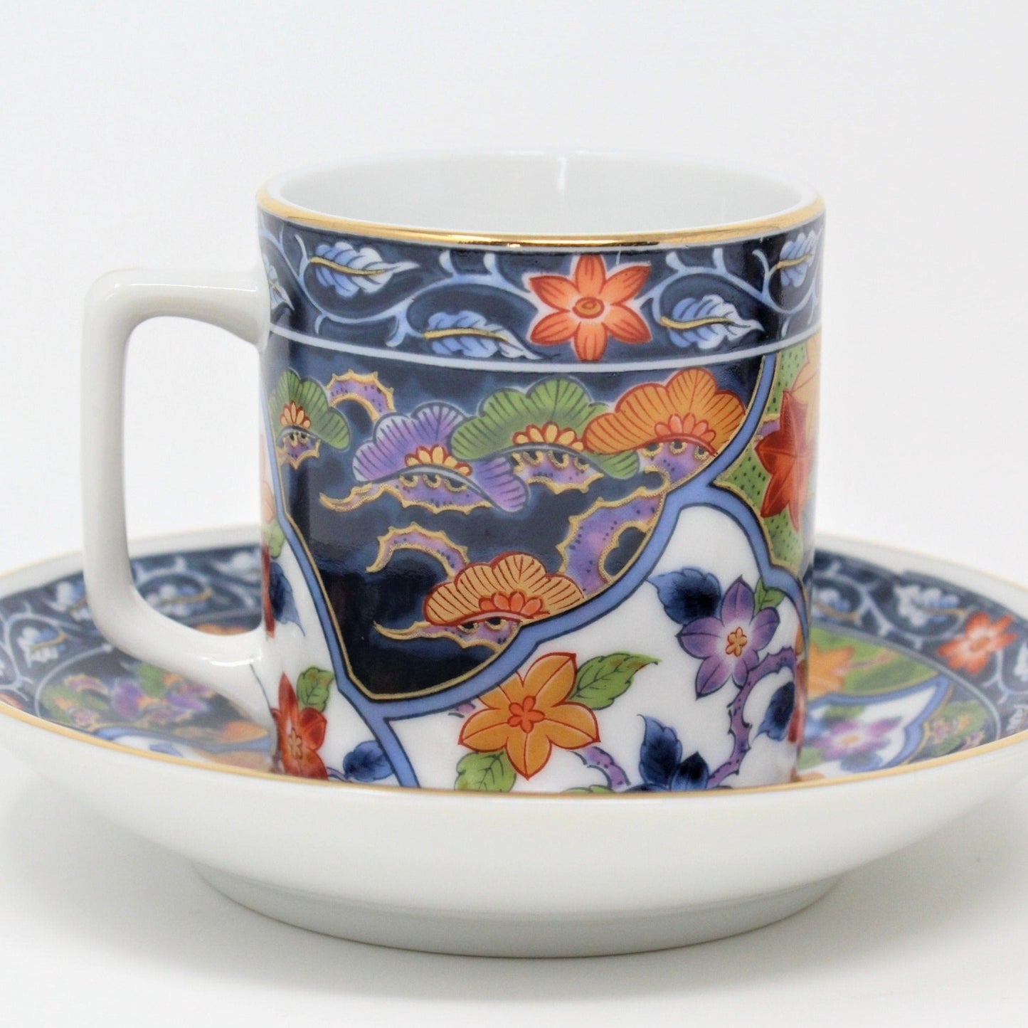 Demitasse & Saucer, Andrea by Sadek, Oriental Imari, Set of 2, Japan