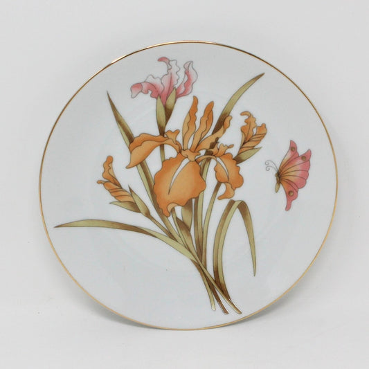Decorative Plate, Lily, Iris & Lotus, Set of 3, Japan, Vintage