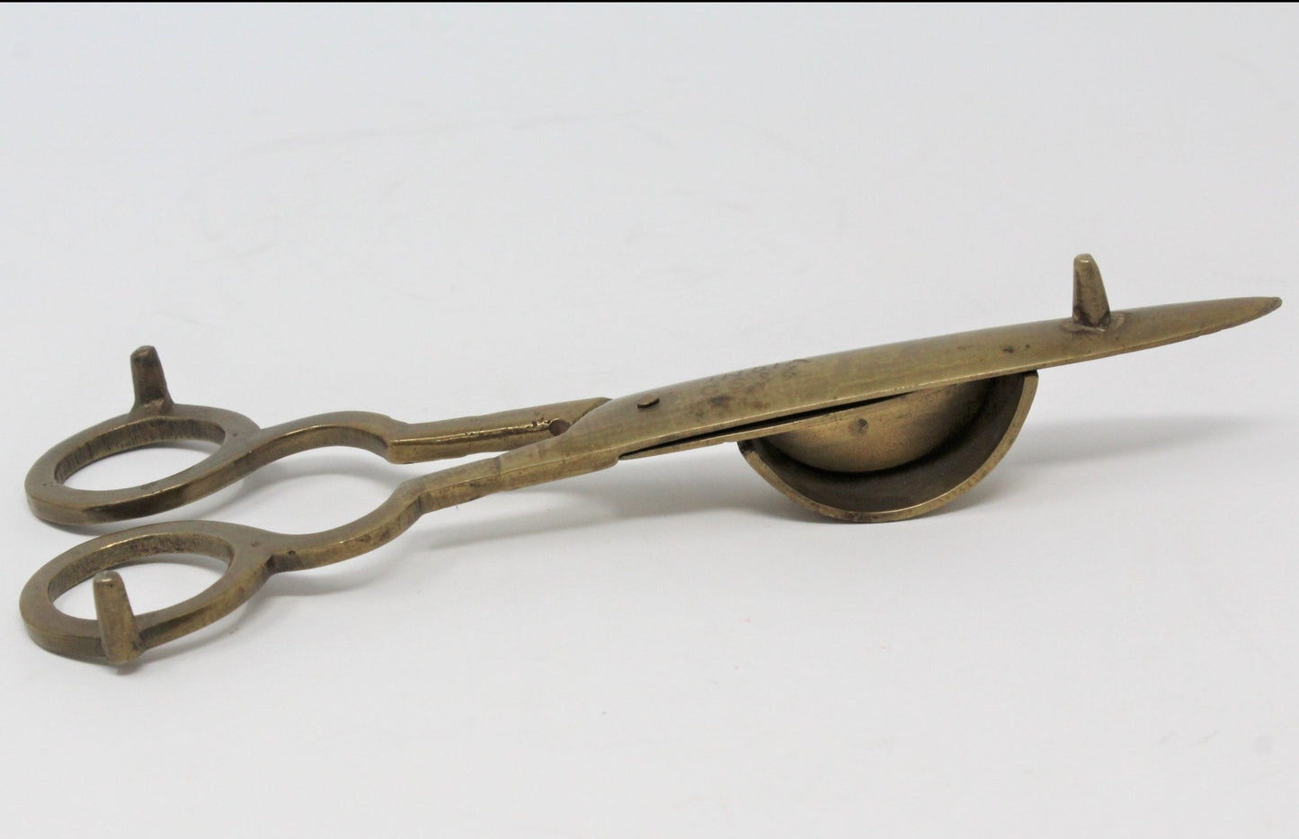 Candle Wick Trimmer Scissors, Carved Brass, India, Vintage