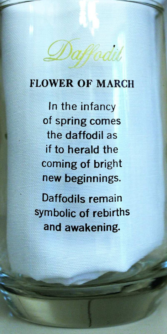 Glasses, Tumbler, Brockway Glass Flower of the Month, March / Daffodil, Vintage, SOLD