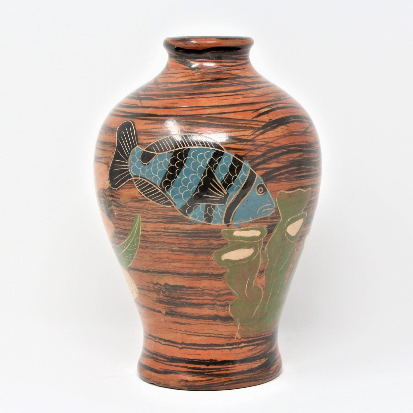 Vase, Coral Fish / Clown Fish, Hand Painted, Ceramic
