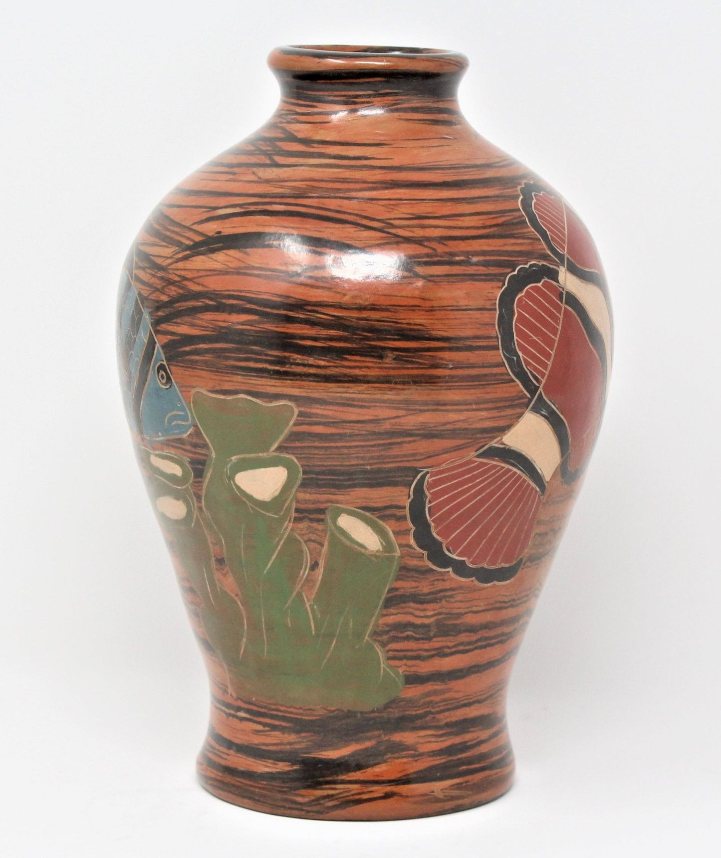 Vase, Coral Fish / Clown Fish, Hand Painted, Ceramic