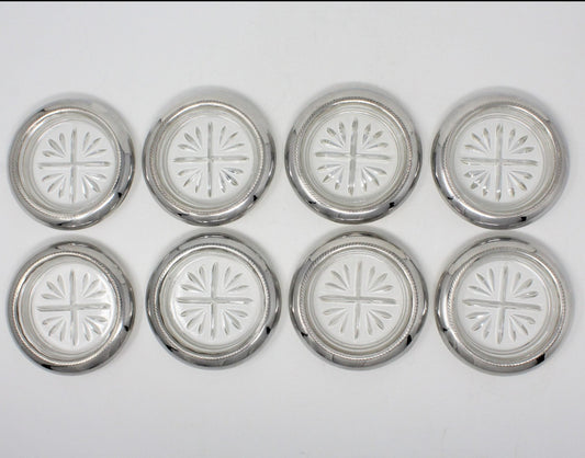 Coasters, FB Rogers, Margaret, Sterling Silver, Set of 8, Vintage