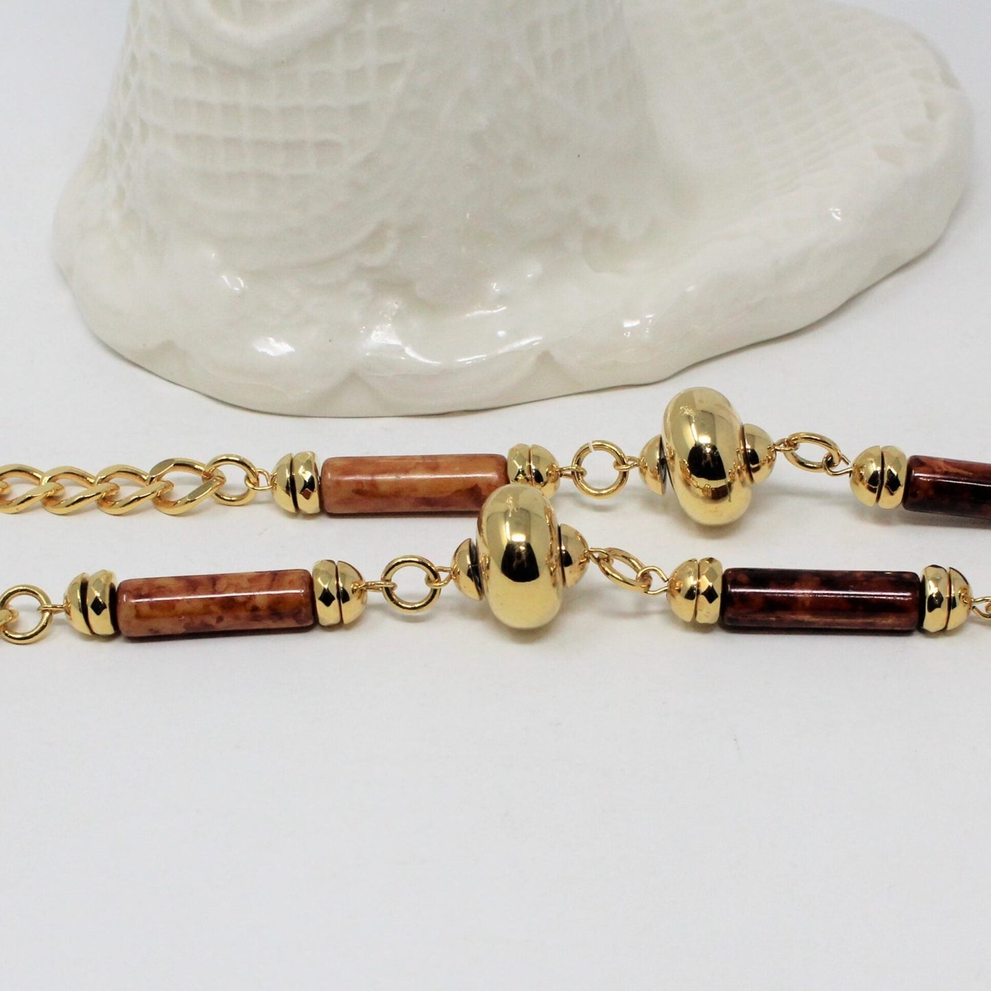 Necklace, Faux Burl Wood Beads, 38", Vintage