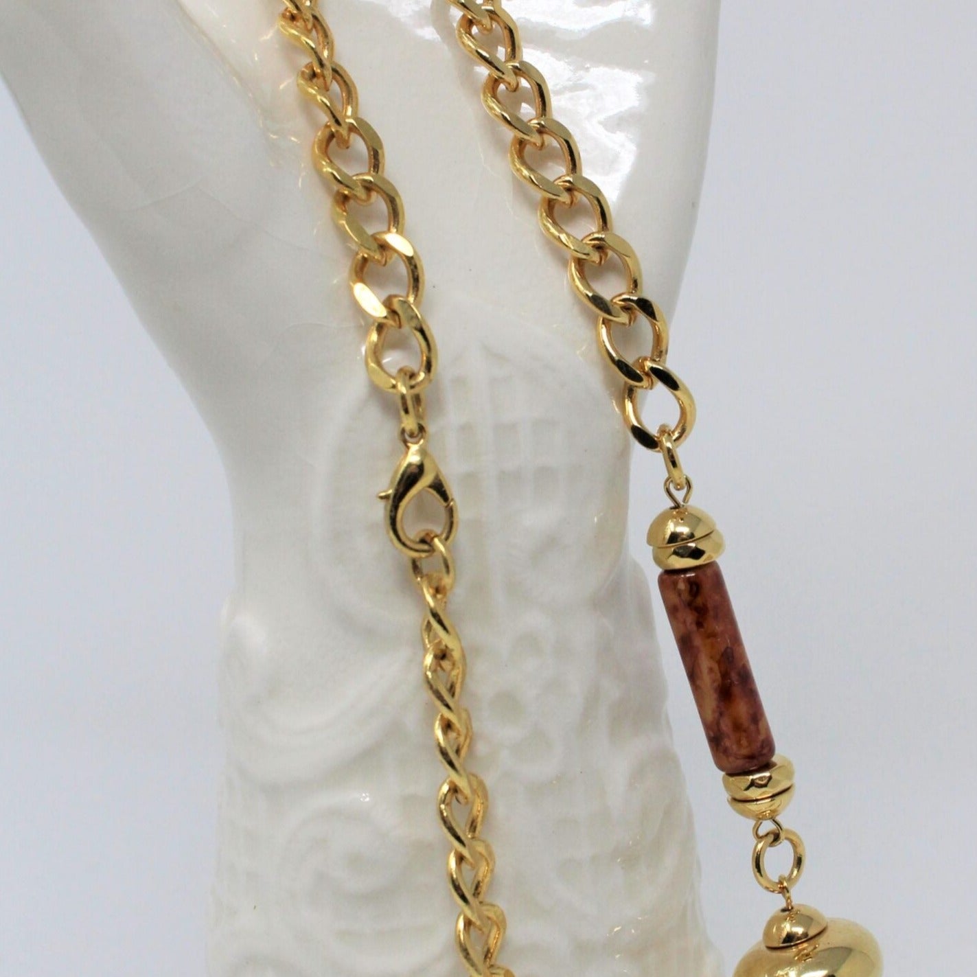 Necklace, Faux Burl Wood Beads, 38", Vintage