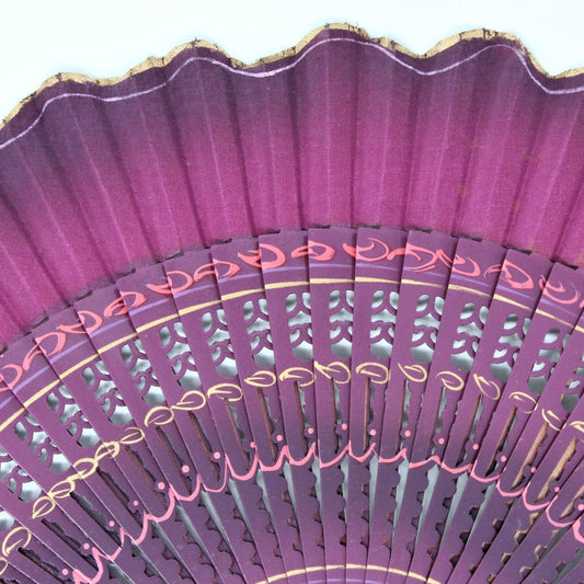Hand Fan, Spanish Style, Folgado Romeu Hand Painted, Wood Open Cut-Work, Vintage, SOLD