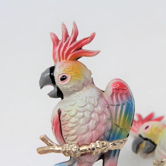 Magnets, Cockatoo, Plastic, Set of 2, Vintage, Korea