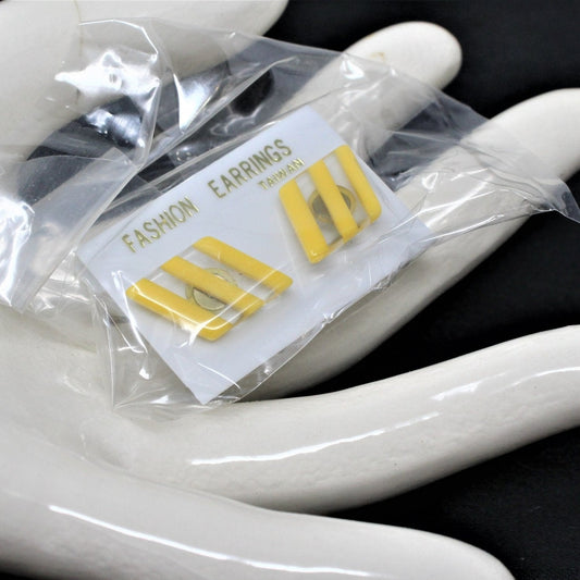 Earrings, MCM Geometric Triangle & Rhombus Stripes, 2 Pairs, Posts, Mid Century