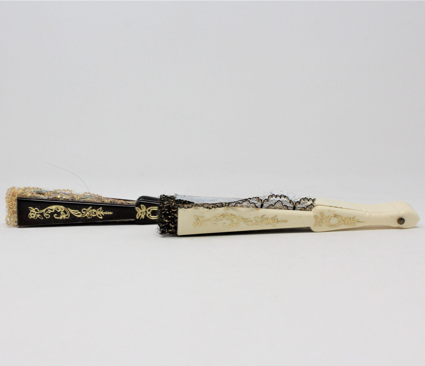 Hand Fan, Spanish Style, Flamenco Dancers / Bull Fighters, Printed Cloth, Small, Set of 2, Vintage, SOLD