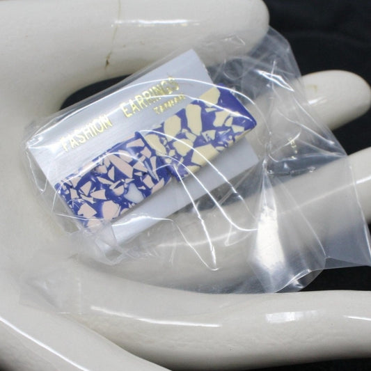 Earrings, MCM Geometric Terrazzo, Triangles & Rectangles, 2 Pairs, Posts, Vintage